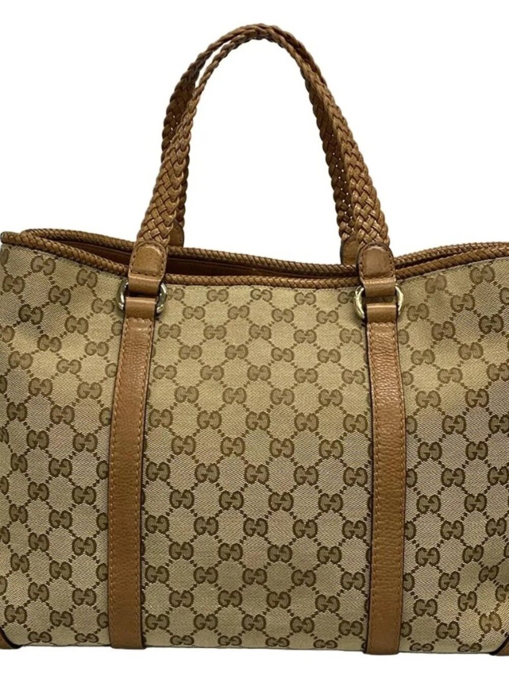 GUCCI Marrakech 295326 Dark Brown Beige Light Brown Jacquard Leather Tote Bag - Picture 3 of 15